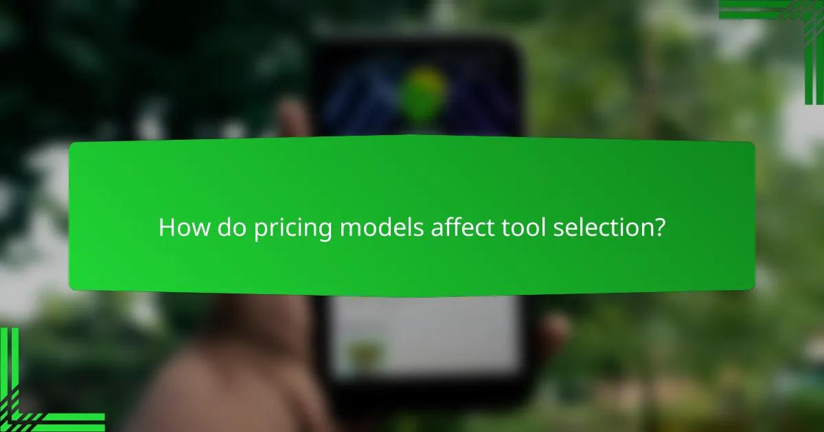 How do pricing models affect tool selection?