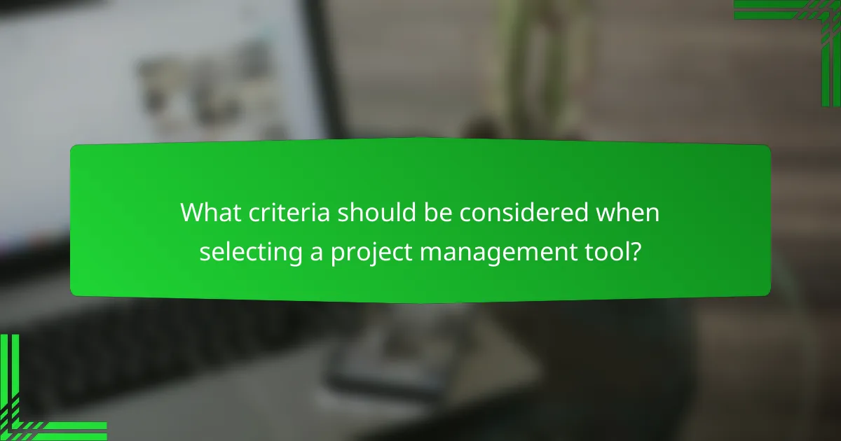 What criteria should be considered when selecting a project management tool?